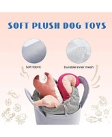 Nocciola 10 Pcs Seafood Boil Dog Toy Set with a Pot,Christmas gift,Squeaky Crinkle Plush Puppy Toy,Interactive Toys,Hide Toys for Small to Medium Dogs