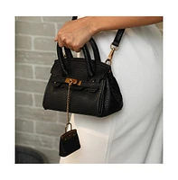 Women's The Mini Overlap Satchel Sling Bag With Pouch - Onyx Black