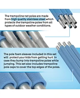 Plexalife 15 Ft Trampoline Safety Enclosure Set including Net, 6 Poles (with 6 pole caps) Trampoline Pole Foam Sleeves, Installs Inside the Frame