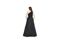 Amri Women's One Shoulder Dress With Cascading Ruffle Flower Detail