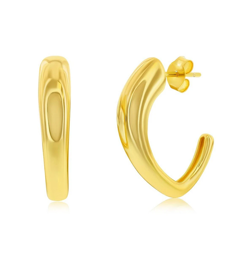 Sterling Silver, Irregular Shaped Hoop Earrings