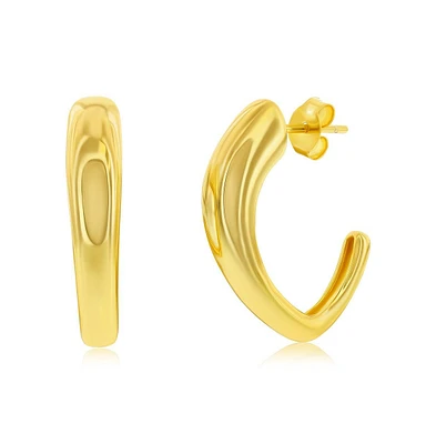 Sterling Silver, Irregular Shaped Hoop Earrings