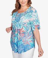 Ruby Rd. Plus Embellished Layered Paisley Top