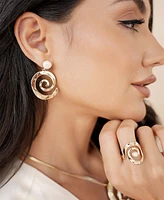 Ettika Aura Swirl Mother of Pearl Drop Earrings