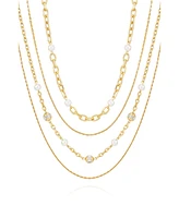 Vince Camuto Layered Gold-Tone Chain Cultivated Pearl Necklace