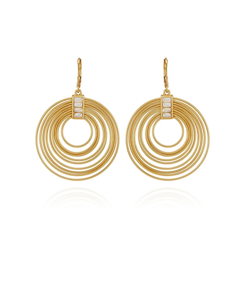 Vince Camuto Tiered Gold Hoop Earrings with Baguette Crystals