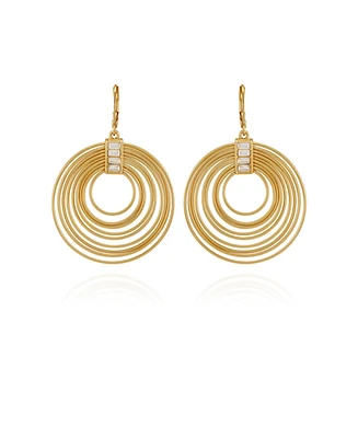 Vince Camuto Tiered Gold Hoop Earrings with Baguette Crystals