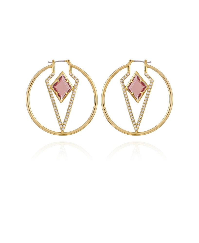 Vince Camuto Gold Tone Geometric Hoop Earrings