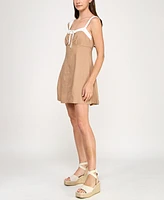 Trixxi Juniors' Printed Contrast-Trim Sleeveless Fit & Flare Dress