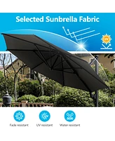 11 Ft Cantilever Patio Umbrella, Round Outdoor Offset Umbrella with 360° Rotation & Tilt Adjustment without Base