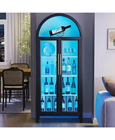 Vlsrka Curio Cabinet w/ Glass Doors, 5-Tier Shelf, Lights & Sensor