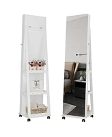 Vlsrka Led Jewelry Mirror Cabinet with Lights, Lock, and Rotating Function