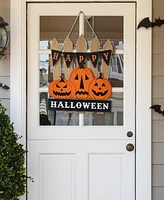 Glitzhome 14" Halloween Wood Jack-o'-Lantern Door Hanger