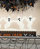 Glitzhome 7" Halloween Wooden Metal White Ghost Silhouette Countdown Table Sign