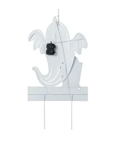 Glitzhome 32.25" Lighted Halloween Metal Ghost Tombstone Yard Stake with Timer