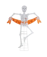 Glitzhome 86.25" Lighted Halloween Skeleton Outdoor Decor with Warm White Led Lights
