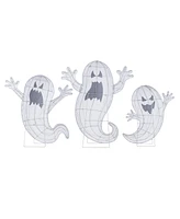 Glitzhome Lighted Halloween Ghosts Family Outdoor Decor with Warm White Led Lights, Set of 3