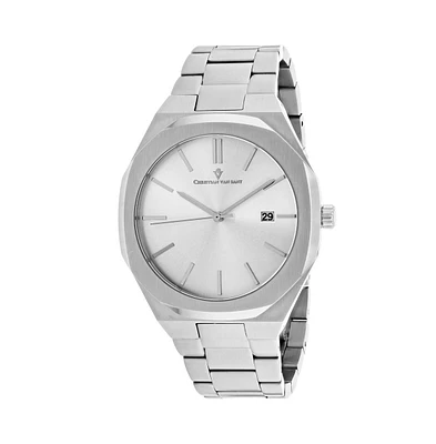 Christian Van Sant Men's Octavius Slim Silver Dial Watch - CV0521