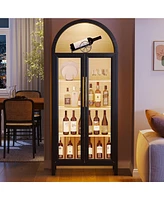 Vlsrka Curio Cabinet w/ Glass Doors, 5-Tier Shelf, Lights & Sensor