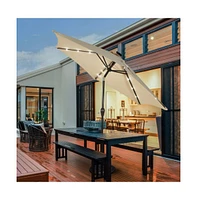 9 Feet Solar Led Lighted Patio Market Umbrella with Tilt Adjustment without Base
