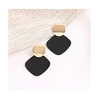 Sohi Women's Black Contrast Geometric Drop Earrings