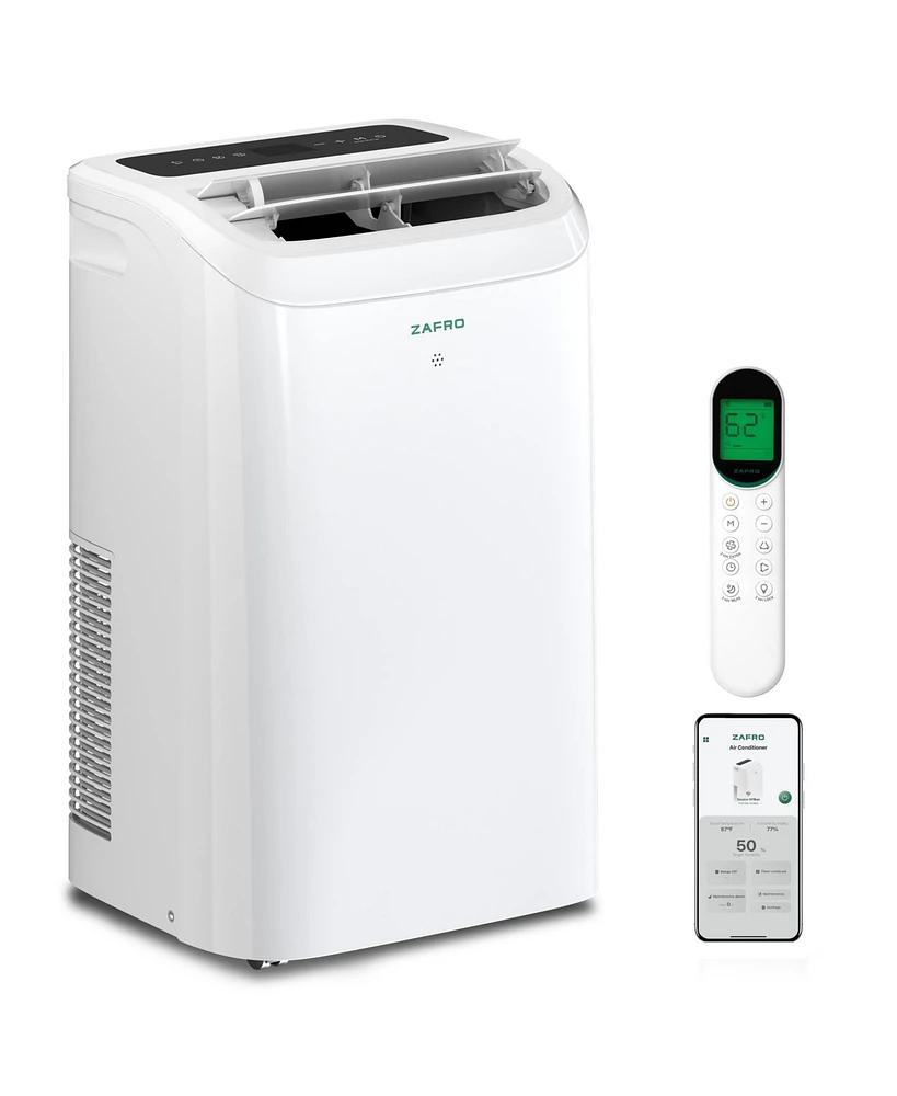 Zafro 14,000 Btu Portable Ac, Quiet 46dB, WiFi & App Control, 24H Timer, Fan & Dehumidifier, Easy Install for Bedroom, Office, Living Room