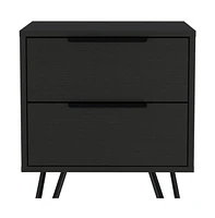 Slickblue Two Drawer Nightstand Faux Wood Finish for Bedside or Living Room