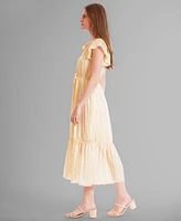 julia jordan Women's Chiffon Tie-Neck Sleeveless Maxi Dress