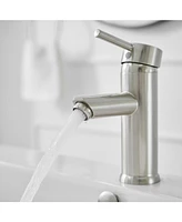 Single Hole Single-Handle Bathroom Faucet With Pop Up Drain Brushed Nickel