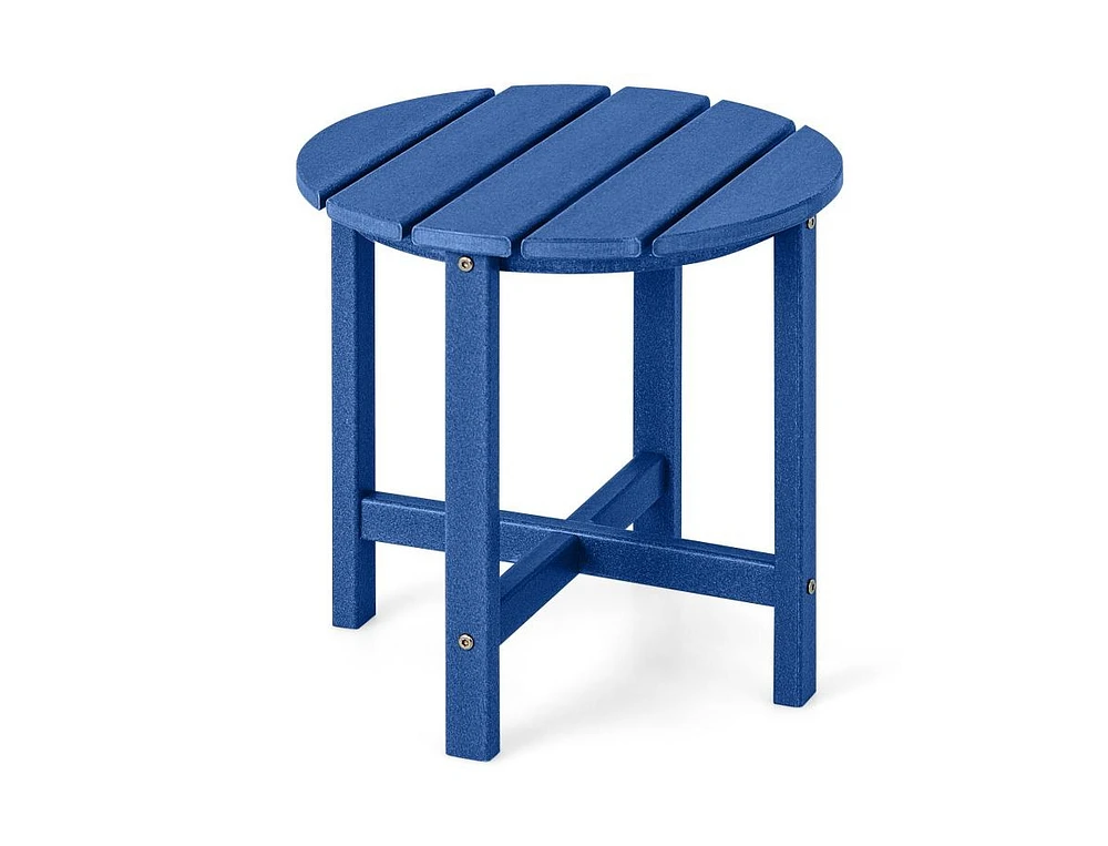 Round Adirondack Side Table Weather-Resistant for Outdoor Patio and Garden