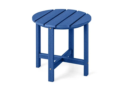 Round Adirondack Side Table Weather-Resistant for Outdoor Patio and Garden