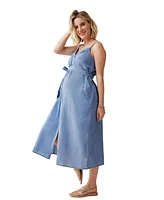 Ingrid + Isabel Maternity Chambray Button Down Midi Dress