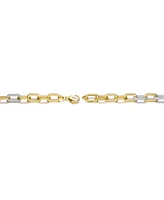 Rachel Glauber Two-Tone with Clear Cubic Zirconia Link Chain Bracelet