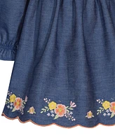 Bonnie Baby Girls Embroidered Denim Dress