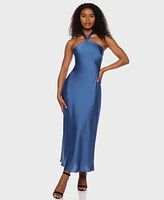 Alex & Sophia Juniors' Satin Halter Tie-Back Dress