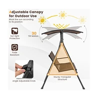 2 Person Porch Swing with Adjustable Canopy and Padded Seat