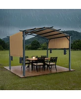 Slickblue Outdoor Retractable Pergola with Canopy Arched Top Metal Patio Pergola