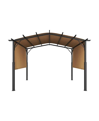 Slickblue Outdoor Retractable Pergola with Canopy Arched Top Metal Patio Pergola