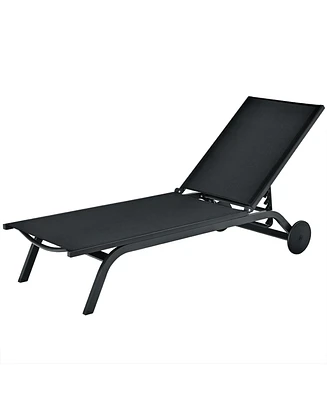 Outdoor Lounge Chair Chaise Reclining Aluminum Fabric Adjustable