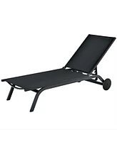 Outdoor Lounge Chair Chaise Reclining Aluminum Fabric Adjustable