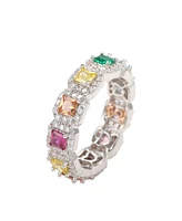 Suzy Levian New York Sterling Silver Rainbow Cubic Zirconia Princess Cut Eternity Band