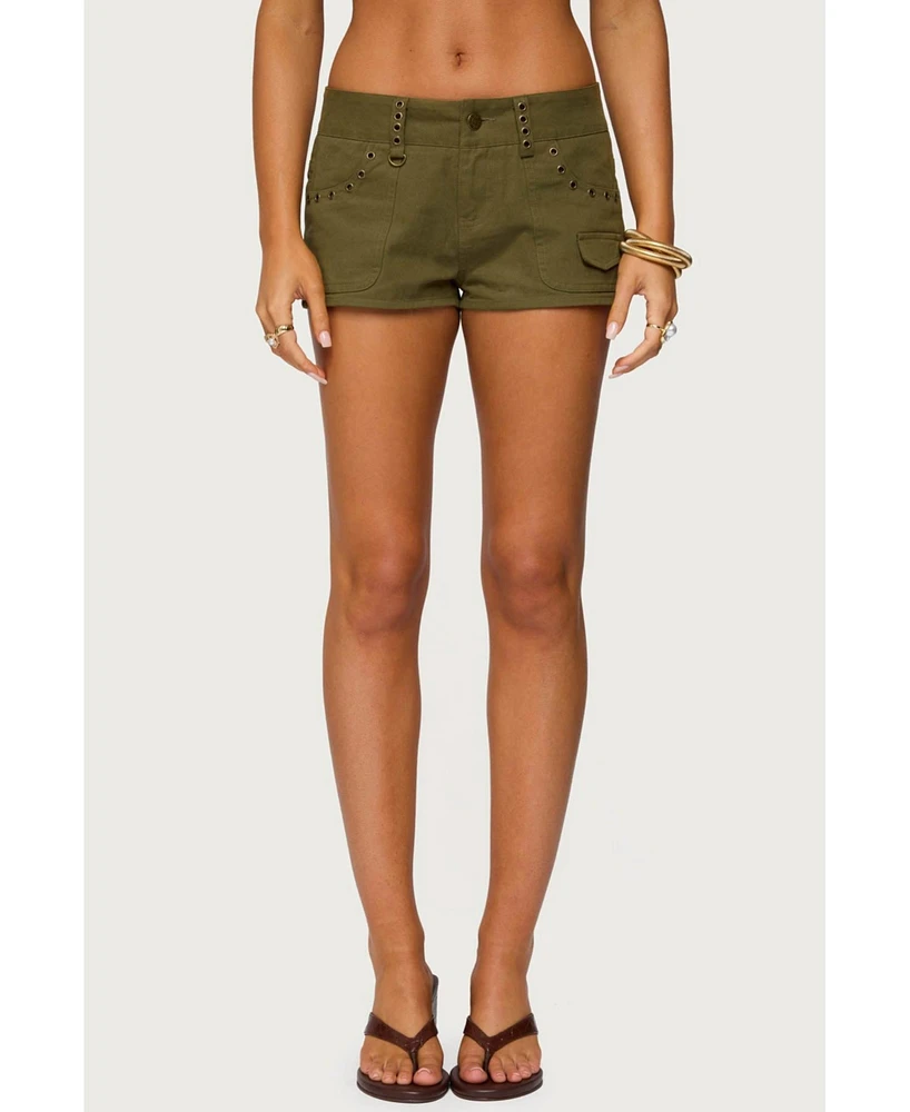 Edikted Women's Hazen Grommet Low Rise Shorts