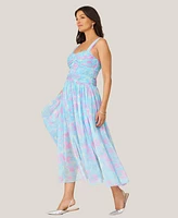 J Mendel Women's Floral Twist Pleated Midi Dress