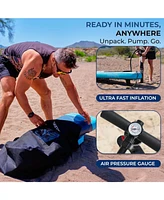 Inflatable Stand-Up Paddle-Board with Double-Action Hand Pump, 3-Piece Aluminum Sup Paddle, Leash, Black