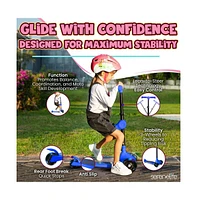 3-Wheel Foldable Kids Scooter - Child Toy Scooter with Built-in Led Wheel Lights, Foldable Seat, and Easy Maneuvering Lean-to-Steer