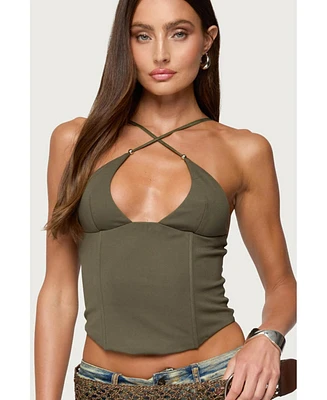Edikted Women's Lou Crossover Beaded Corset