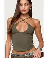 Edikted Women's Lou Crossover Beaded Corset
