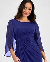 Connected Women's Cape-Sleeve Side-Ruched Sheath Dress