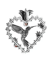 American West Jewelry Sterling Silver Multi-Gemstone Fritz Casuse Heart Hummingbird Pendant Enhancer