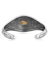 American West Jewelry Sterling Silver Picture Jasper Oval Cut Bear Cuff Bracelet